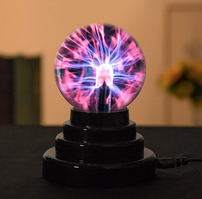 Плазменный шар Plasma light декоративная лампа Тесла, 8 см. / Магический ночник с молниями