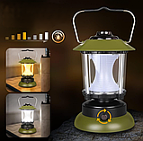 Кемпинговая лампа в стиле ретро Camping lantern 6602 с регулируемой яркостью (USB или батарейки, 3 режима, фото 5