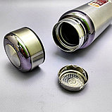 Термос вакуумный 600 мл. Vacuum Cup из нержавеющей стали с ситечком и ремешком Серебро, фото 4