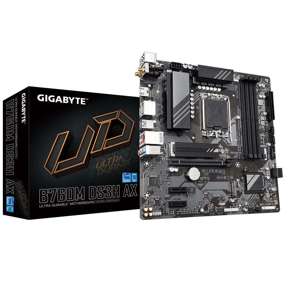 Материнская плата Gigabyte B760M DS3H AX Soc-1700 (B760) PCI-Ex16 PCI-Ex1 2xM.2 2.5GbE LAN Wi-Fi 6E BT 5.3 - фото 1 - id-p224308829