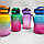 Бутылка для воды 550 мл. с клапаном и разметкой / Двухцветная бутылка для воды и других напитков Сине-розовая, фото 7