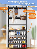 Напольная вешалка для обуви и одежды с полками и крючками New Simple floor Clothes Rack 5 ярусов 175х60х28 см., фото 4