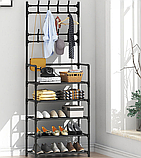 Напольная вешалка для обуви и одежды с полками и крючками New Simple floor Clothes Rack 5 ярусов 175х60х28 см., фото 6