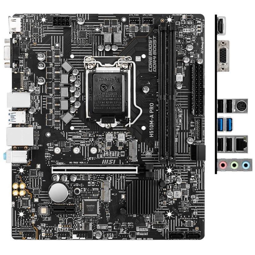 Материнская плата MSI H510M-A PRO (RTL) LGA1200 H510 PCI-E Dsub+HDMI GbLAN SATA MicroATX 2DDR4 - фото 1 - id-p224308833