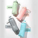 Бутылка складная силиконовая спортивная Silicon Folding Bottle, 600 ml Голубой, фото 6