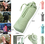 Бутылка складная силиконовая спортивная Silicon Folding Bottle, 600 ml Зеленый, фото 2