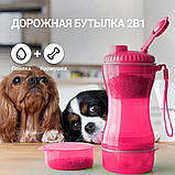 Дорожная бутылка поилка - кормушка  для собак и кошек Pet Water Bottle 2 в 1  Голубой, фото 5