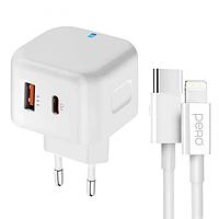 Зарядное устройство Pero TC10 USB-C + USB-A + кабель Lightning White TC10CLWH