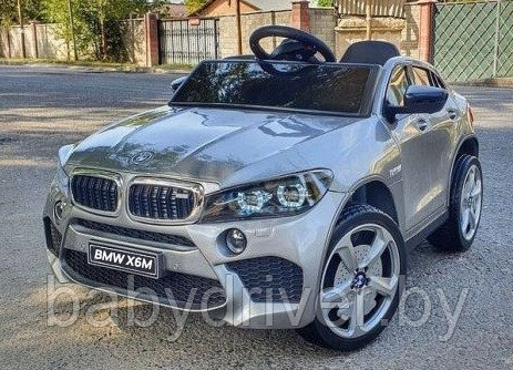 Детский электромобиль Electric Toys BMW X6M LUX 4Х4 арт. FT968P (серебристый автокраска) полноприводной