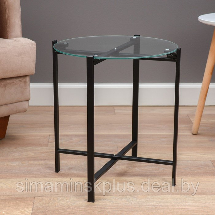 Кофейный столик "Луна" YS-8522, закаленное стекло 45х57 см - фото 2 - id-p224311196
