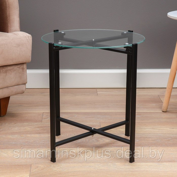 Кофейный столик "Луна" YS-8522, закаленное стекло 45х57 см - фото 3 - id-p224311196