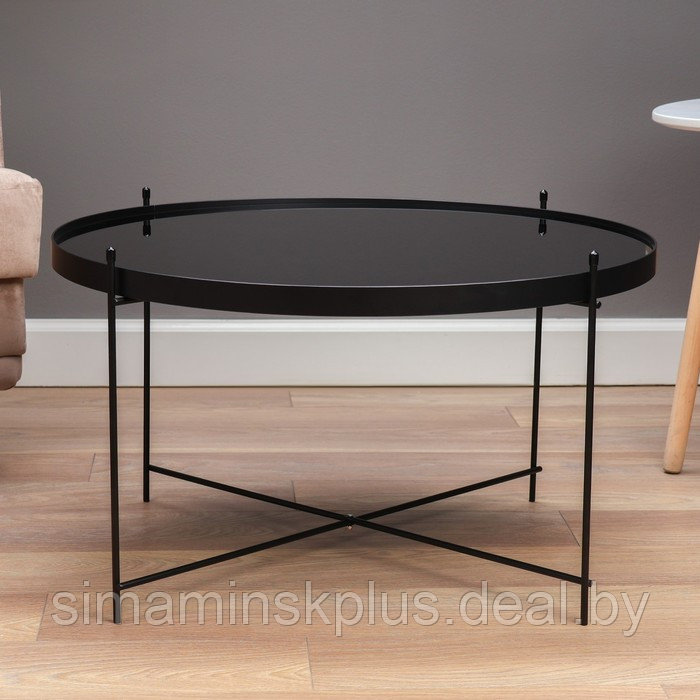 Кофейный столик " Уран" YS-8483-40, черный, стекло 70х40 см - фото 3 - id-p224311198