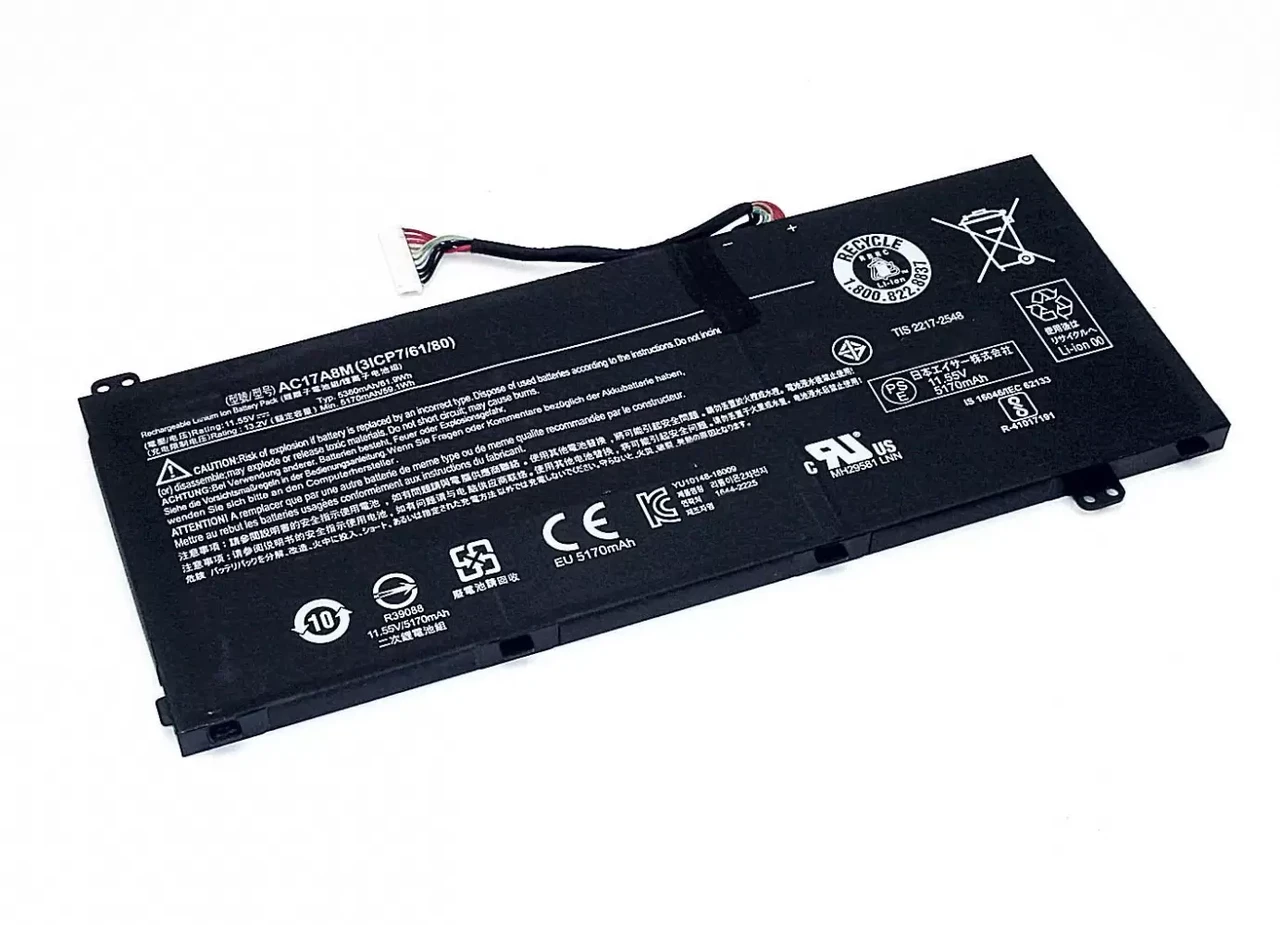 Аккумулятор (батарея) для ноутбука Acer Spin 3 SP314 (AC17A8M) 11.55В 5360мАч, оригинал, черная - фото 1 - id-p224311747