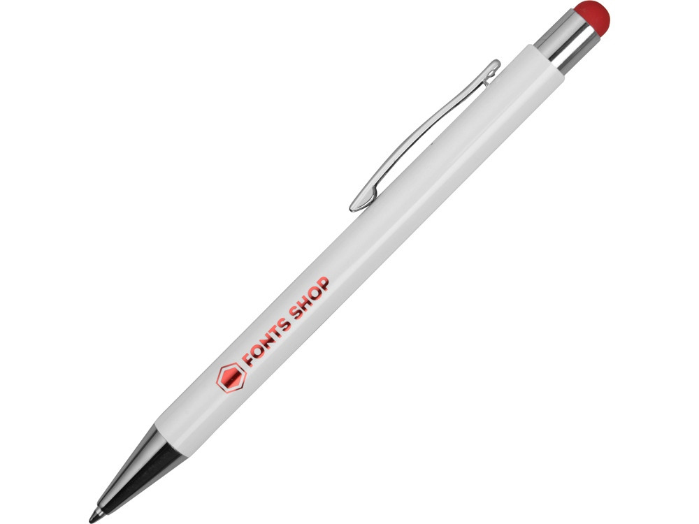 Ручка металлическая шариковая Flowery со стилусом и цветным зеркальным слоем, белый/красный - фото 1 - id-p224312978