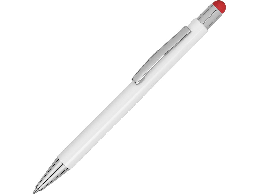 Ручка металлическая шариковая Flowery со стилусом и цветным зеркальным слоем, белый/красный - фото 2 - id-p224312978