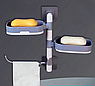 Полка - мыльница настенная Rotary drawer на присоске / Органайзер двухъярусный с крючком поворотный Белая с, фото 6