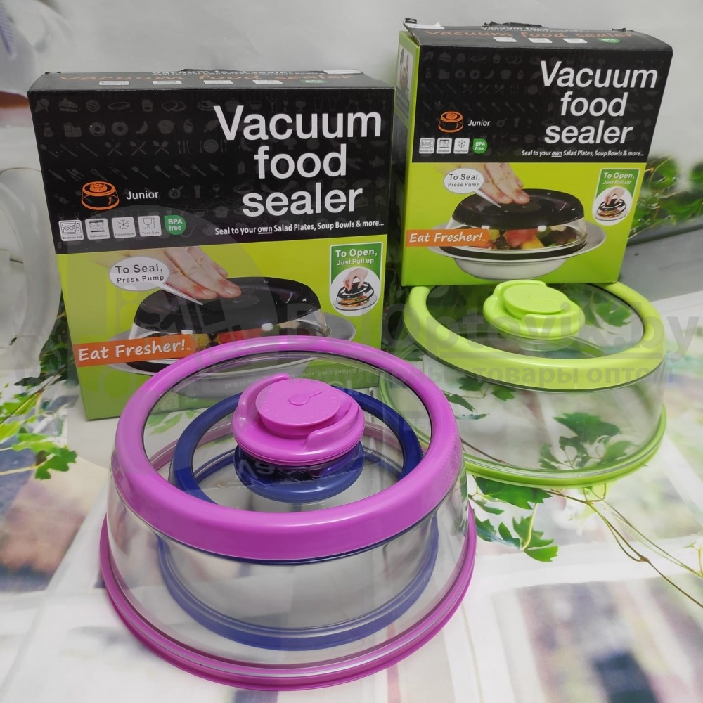 Вакуумная многоразовая крышка Vacuum Food Sealer 19 см (цвет Mix) - фото 2 - id-p224287980