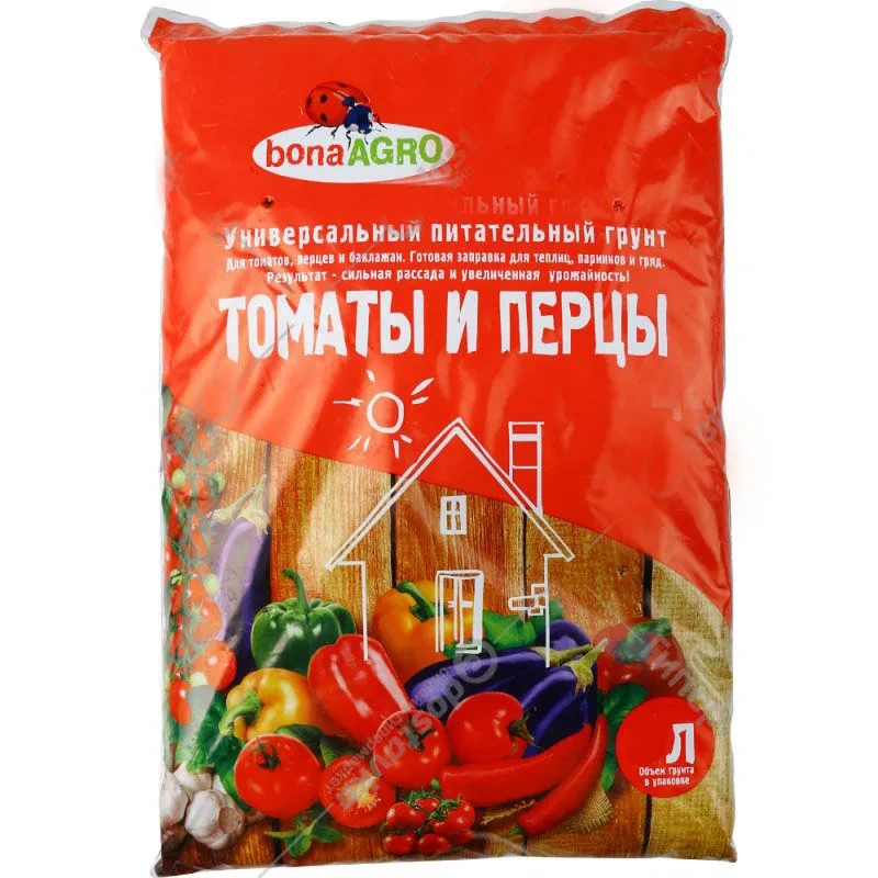 Грунт питательный bonaAGRO для томатов и перца 10л - фото 1 - id-p224314190