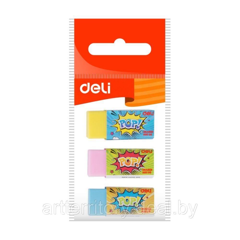 Набор ластиков DELI H01100/3set "POP" (3 штуки в европодвесе)