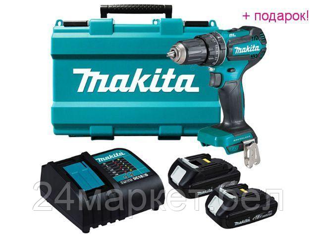 Дрель-шуруповерт Makita DHP485SYE (с 2-мя АКБ, кейс) - фото 1 - id-p224314291