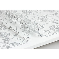 Скатерть «Гибкое стекло» 0,8 мм, 80х120 см, рисунок Вьюнок серебро