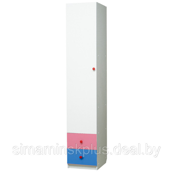 Шкаф с ящиками «Радуга», 400×490×2100 мм, цвет белый / розовый / синий - фото 1 - id-p224315085