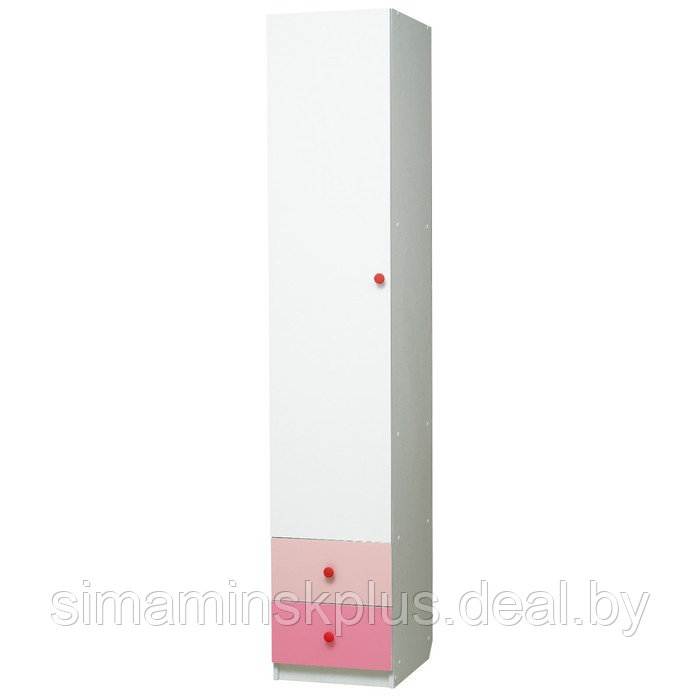 Шкаф с ящиками «Радуга», 400×490×2100 мм, цвет белый / розовый / светло-розовый - фото 1 - id-p224315086