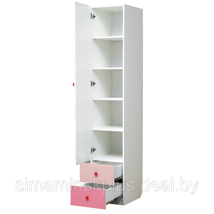 Шкаф с ящиками «Радуга», 400×490×2100 мм, цвет белый / розовый / светло-розовый - фото 2 - id-p224315086