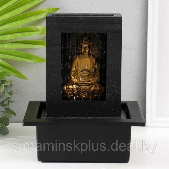 Фонтан настольный от сети, подсветка "Медитация золотого Будды в гроте" 21х17,5х25 см - фото 1 - id-p224315430