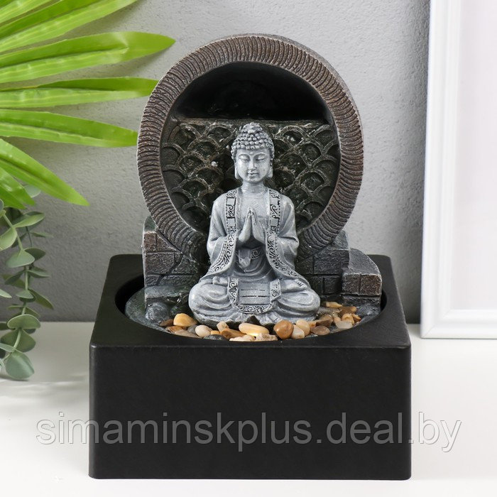 Фонтан настольный от сети, подсветка "Медитирующий Будда" серый 18х18х24 см - фото 1 - id-p224315432