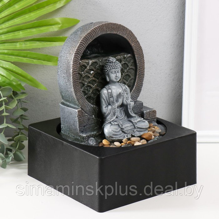 Фонтан настольный от сети, подсветка "Медитирующий Будда" серый 18х18х24 см - фото 2 - id-p224315432