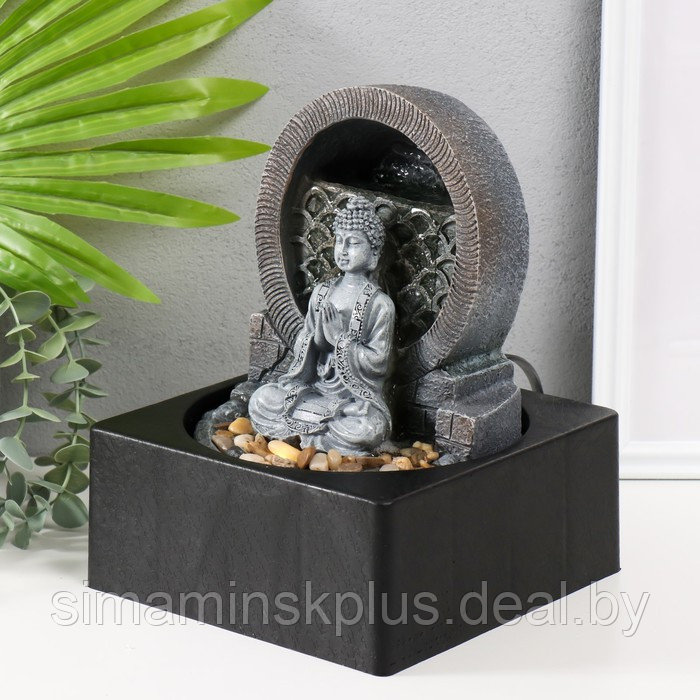 Фонтан настольный от сети, подсветка "Медитирующий Будда" серый 18х18х24 см - фото 3 - id-p224315432