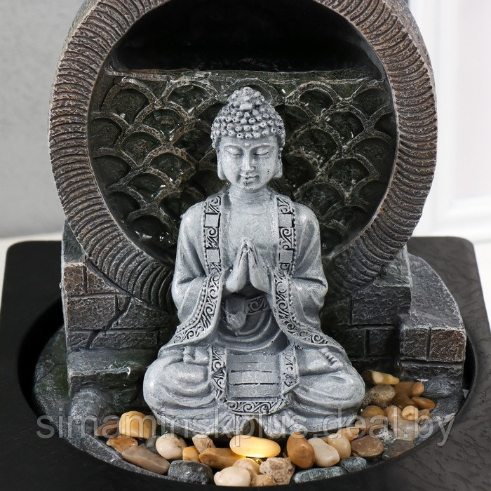 Фонтан настольный от сети, подсветка "Медитирующий Будда" серый 18х18х24 см - фото 5 - id-p224315432