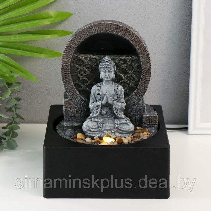 Фонтан настольный от сети, подсветка "Медитирующий Будда" серый 18х18х24 см - фото 7 - id-p224315432