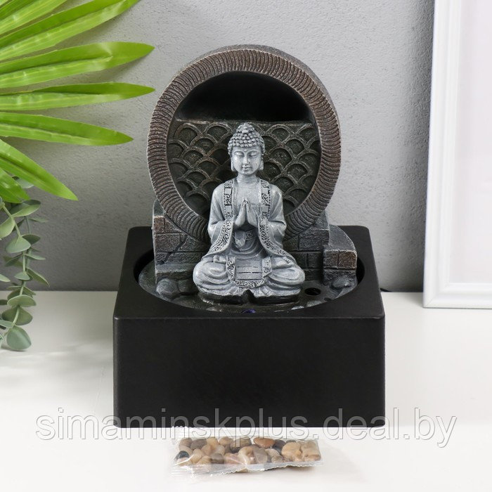 Фонтан настольный от сети, подсветка "Медитирующий Будда" серый 18х18х24 см - фото 8 - id-p224315432