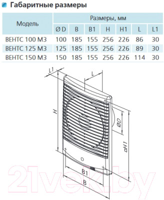 Вентилятор накладной Vents 100 М3 - фото 4 - id-p223067483