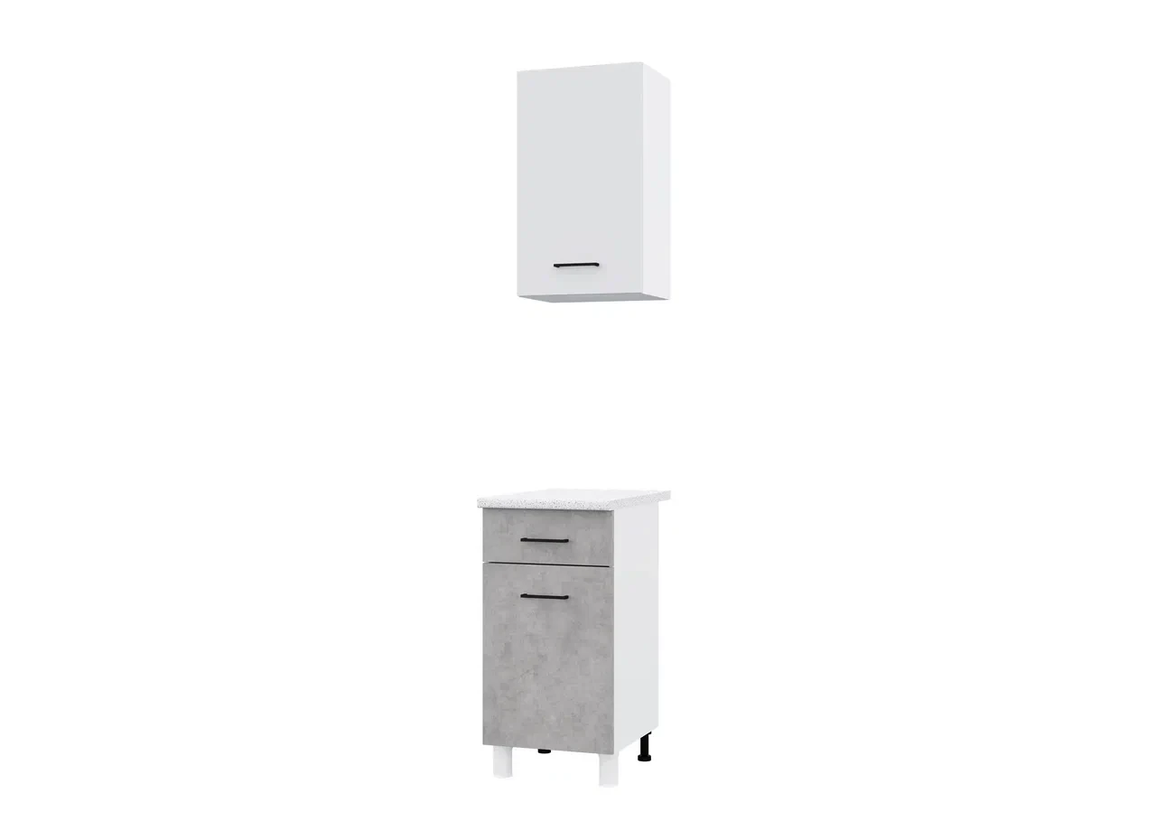 Кухонный гарнитур Trend 1.0м (0.4м+0.6м) ЛДСП - Белый/Бетон (Горизонт) - фото 4 - id-p224319399