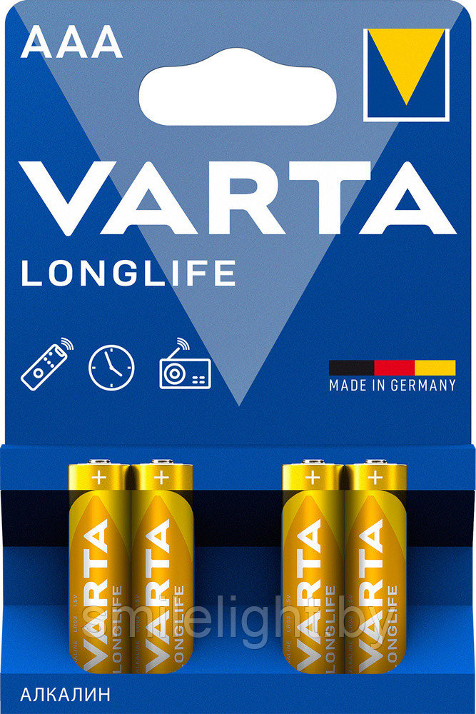 Элемент питания VARTA Longlife AAA/LR03 Alkaline 1,5V Bl.4 - фото 1 - id-p224325832
