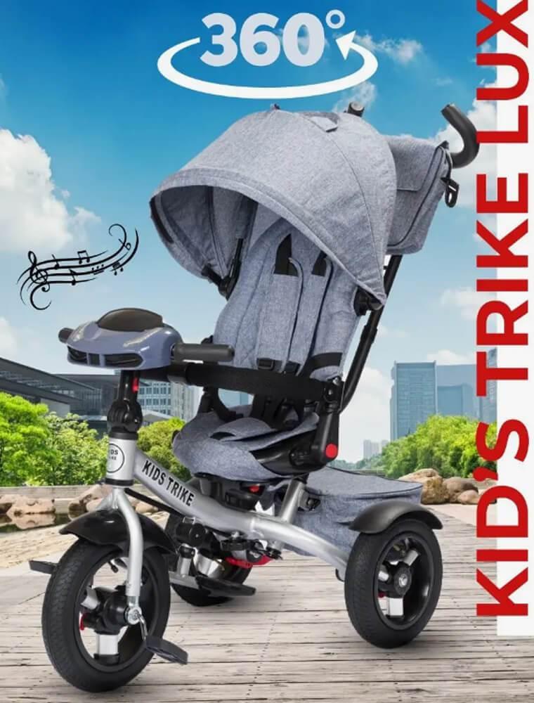 Детский трёхколесный велосипед трансформер Kids Trike Lux Comfort серый 6088 - фото 1 - id-p224325903