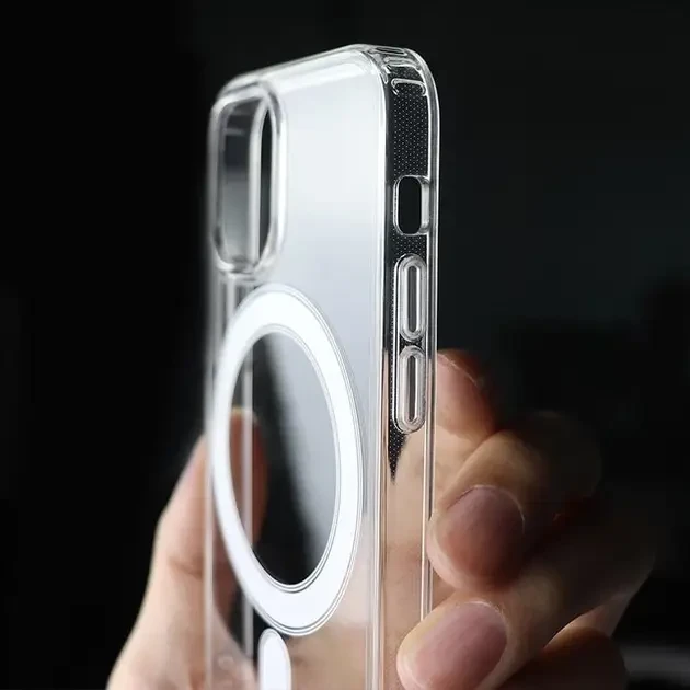 Чехол-накладка для Apple Iphone 15 pro (силикон+TPU) прозрачный Clear Case с MagSafe - фото 2 - id-p224326912