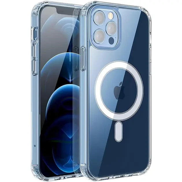Чехол-накладка для Apple Iphone 15 pro (силикон+TPU) прозрачный Clear Case с MagSafe