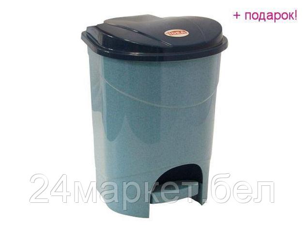 IDEA Россия Контейнер для мусора с педалью 7л (голубой мрамор) (IDEA), фото 2