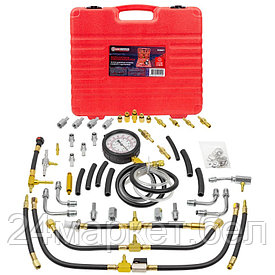 FK-946G1 FORCEKRAFT Тестер давления топлива в наборе с адаптерами 46пр. (0-10 bar) в кейсе.