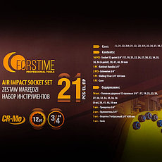 Набор трещотка с головками Forstime FT-6212-9MPB (21 предмет), фото 3