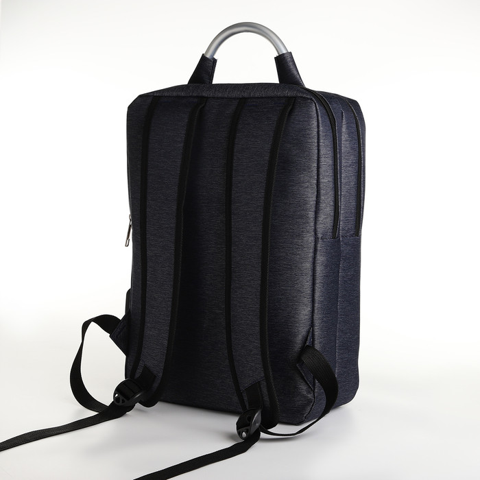 Рюкзак, 30*13*41, 2 отд на молнии, 2 н/к, отд для ноут, USB, синий - фото 2 - id-p224328280