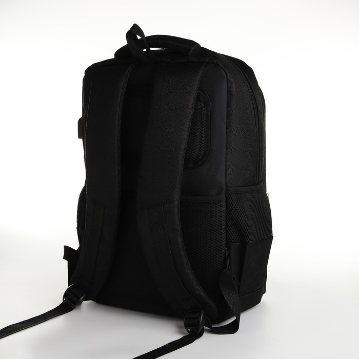 Рюкзак, 30*15*45, 2 отд на молнии, 2 н/к, 2 б/к, отд для ноут, USB, светоотраж, черный - фото 2 - id-p224328287
