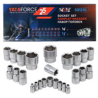 YF-50121G YATAFORCE Головки 1/4", 1/2", набор 25пр. (6гр.)