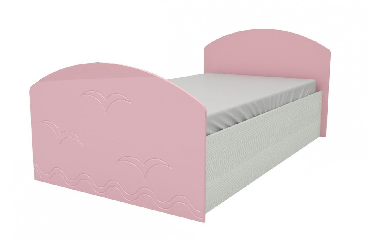 Кровать Юниор-2 - Дуб беленый/Розовый металлик (Миф) - фото 1 - id-p224331799