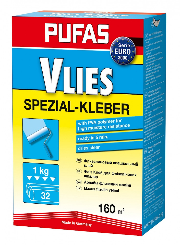 Клей для обоев PUFAS Флизелиновый EURO 3000 (до 160 м2) 1 кг