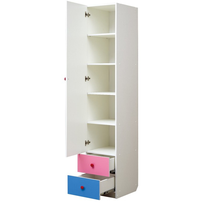 Шкаф с ящиками «Радуга», 400×490×2100 мм, цвет белый / розовый / синий - фото 2 - id-p224334726